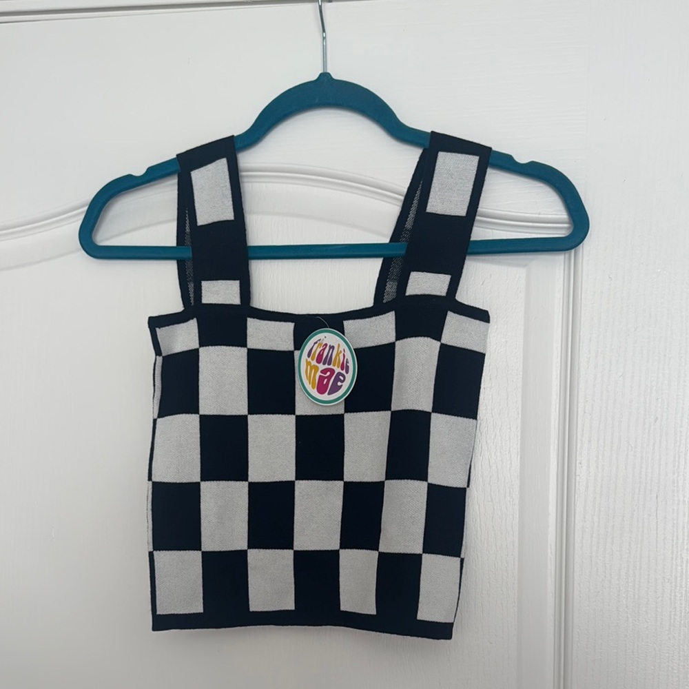 Checkered Black and White Crop Top